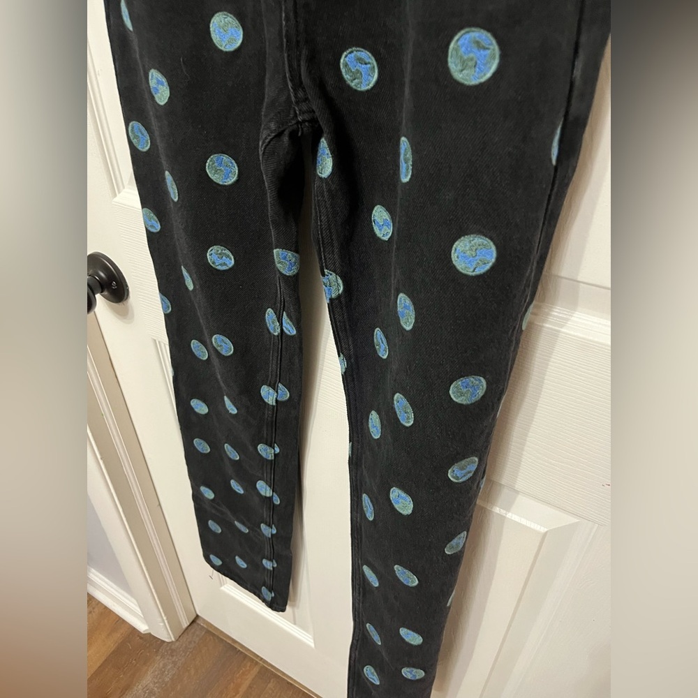 REFORMATION Earth Embroidered High Rise Straight Long Jeans 24 - Picture 7 of 10